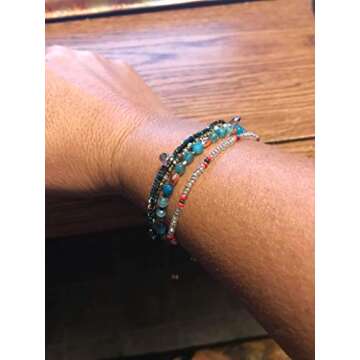 JOYA GIFT Handmade Adjustable Wrap Bracelet Bohemian String Braided Beads Anklets Gifts for Women