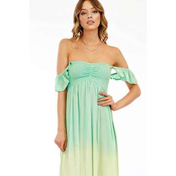 Tiare Hawaii - Hollie Maxi Dress Tosca Cream Color | Off The Shoulder Dress | Smocked Bust Neckline | Ruffle Cap Sleeves for Women.