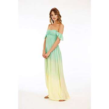 Tiare Hawaii - Hollie Maxi Dress Tosca Cream Color | Off The Shoulder Dress | Smocked Bust Neckline | Ruffle Cap Sleeves for Women.