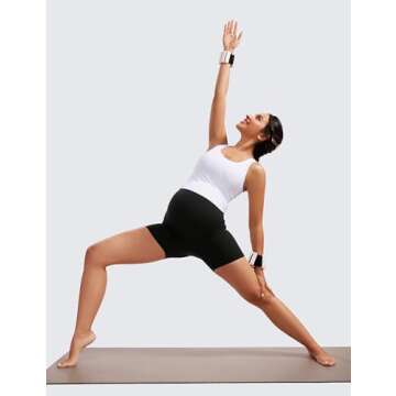 CRZ YOGA Womens Butterluxe Maternity Biker Shorts Over The Belly 4" - Pregnancy Yoga Workout Activewear Black Medium