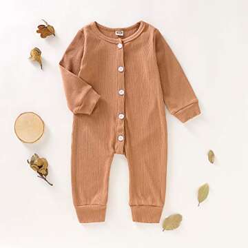 GRNSHTS Newborn Baby Boys Girls Knitted Jumpsuit Unisex Toddler Long Sleeve Solid Color Button Romper Autumn Winter Outfit