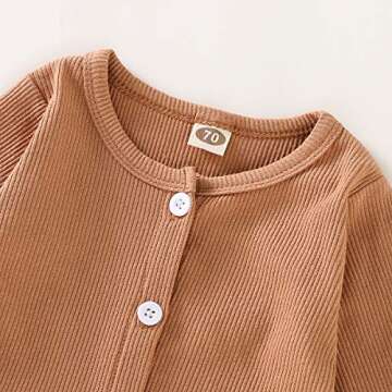 GRNSHTS Newborn Baby Boys Girls Knitted Jumpsuit Unisex Toddler Long Sleeve Solid Color Button Romper Autumn Winter Outfit