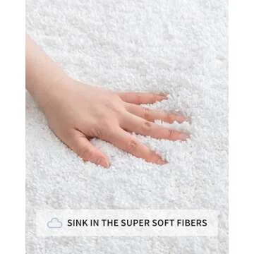 ILANGO White Bathroom Rugs 24" × 17" Small Non Slip & Super Absorbent Extra Thick Soft, Washable Bath Mat for Floor, Microfiber Plush Shaggy Bath Rug with Rubber for Bathtub Shower Room Sink