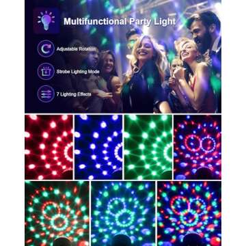 Luditek 4-Pack Sound Activated Party Lights with Remote Control Dj Lighting, Disco Ball Light, Stage Lamp Strobe Light for Home Room Dance Parties Karaoke Wedding Decorations Christmas