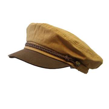 90210 Wholesale Men's Sailor Captain Fisherman Cap Fashion Yacht Boat Costume Fiddler Hats Unisex (Brown/Khaki)