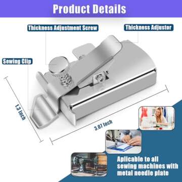 Upgraded Magnetic Seam Guide for Sewing Machine, Magnetic Sewing Guide with Clip, Hemmer Guide, Multifunctional Hem Guide, Universal Sewing Machine Attachments, Sewing Supplies Accessories