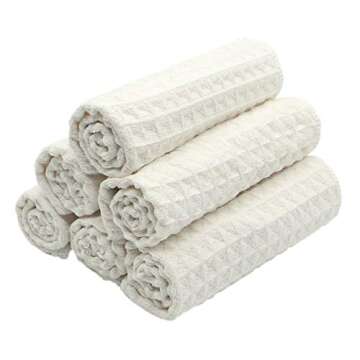 VeraSong Microfiber Kitchen Cleaning Cloth Thick Dish Rags Waffle Weave Washcloths Dish Cloths Ultra Absorbent Odor Free 12inch X 12inch 6 Pack Beige