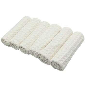 VeraSong Microfiber Kitchen Cleaning Cloth Thick Dish Rags Waffle Weave Washcloths Dish Cloths Ultra Absorbent Odor Free 12inch X 12inch 6 Pack Beige
