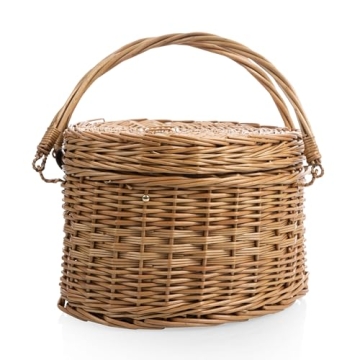 Heart Wicker Picnic Basket for Couples - 2 Person Set