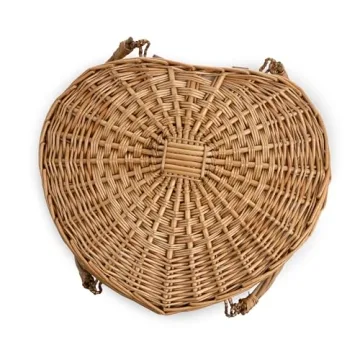 Heart Wicker Picnic Basket for Couples - 2 Person Set
