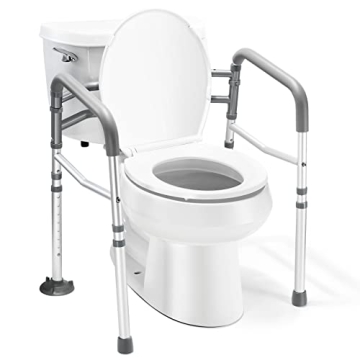 Adjustable Heavy-Duty Toilet Safety Rails for Elderly & Disabled - Secure Support Frame