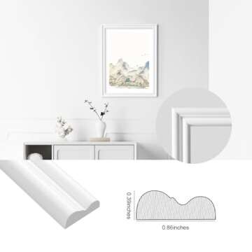 Pluden Flexible Wall Molding Trim, 0.9Inch x 16.4 Feet Peel and Stick Chair Rail Panel Molding, Paintable Self-Adhesive Wall Trim for Home Decoration & Wall Protection