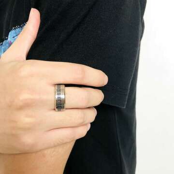 Piano Keyboard Design Stainless Steel Ring for Men