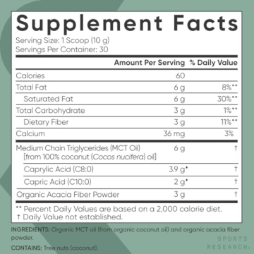 Organic MCT Oil Powder for Keto Vegan Brain Fuel Energy