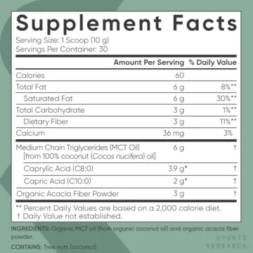 Organic MCT Oil Powder for Keto Vegan Brain Fuel Energy