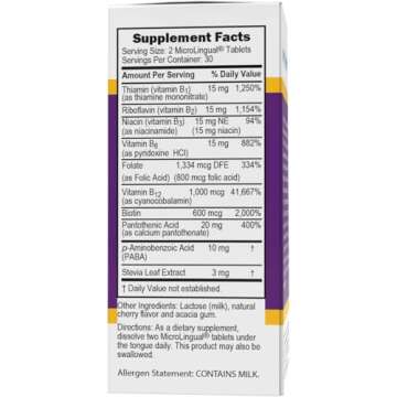 Superior Source Women’s B Complex, Quick Dissolve MicroLingual Tablets, 60 Ct, B12 (1000 mcg) + B1, B2, B3, B5, B6, B7 & Folic Acid (B9), Stress, Heart & Immune Support, Increased Metabolism, Non-GMO