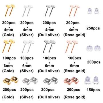 BQTQ 2600 Pcs Earring Making Supplies with Stainless Steel Earring Posts and Backs for Earring Jewel...