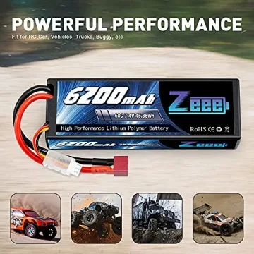 Zeee 7.4V 60C 6200mAh 2S Lipo Battery for RC Vehicles