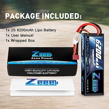 Zeee 7.4V 60C 6200mAh 2S Lipo Battery for RC Vehicles