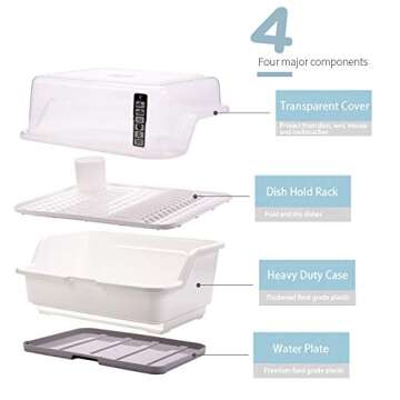 Tomorotec Dish Drying Rack with Lid Cover - Medium Size