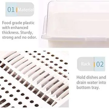 Tomorotec Dish Drying Rack with Lid Cover - Medium Size