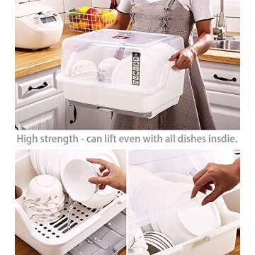 Tomorotec Dish Drying Rack with Lid Cover - Medium Size
