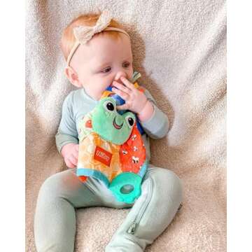 Nuby Teething Blankie Characters May Vary, Red/Yellow/Green/Orange/Blue, 1 Count