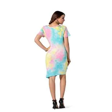 Stylish WEKILI Women's Casual Knot Tie V Neck Dress