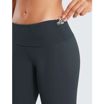 CRZ YOGA Super High Waisted Butterluxe Yoga Pants 25 Inches - Buttery Soft Workout Leggings for Women Over Belly Dark Green - Bluish Medium
