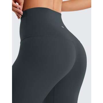CRZ YOGA Super High Waisted Butterluxe Yoga Pants 25 Inches - Buttery Soft Workout Leggings for Women Over Belly Dark Green - Bluish Medium