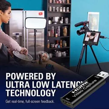 4K HDMI Video Capture Card, Cam Link Card Game Capture Card Audio Capture Adapter HDMI to USB 2.0 Record Capture Device for Streaming, Live Broadcasting, Video Conference, Teaching, Gaming(Black)