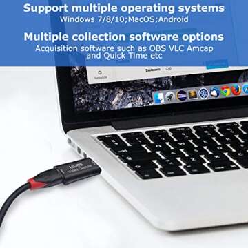 4K HDMI Video Capture Card, Cam Link Card Game Capture Card Audio Capture Adapter HDMI to USB 2.0 Record Capture Device for Streaming, Live Broadcasting, Video Conference, Teaching, Gaming(Black)