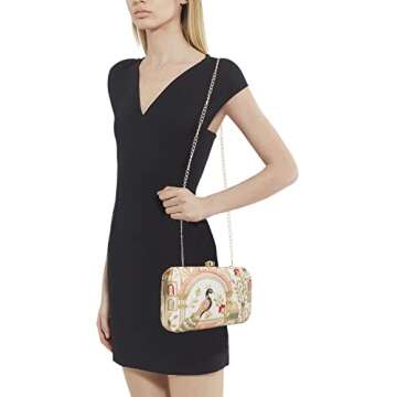 LONGING TO BUY Hand Crafted Designer Box Clutch For Women, Zari Embroidery Clutch For Women/Hand Clutch For Women (Cream-2)