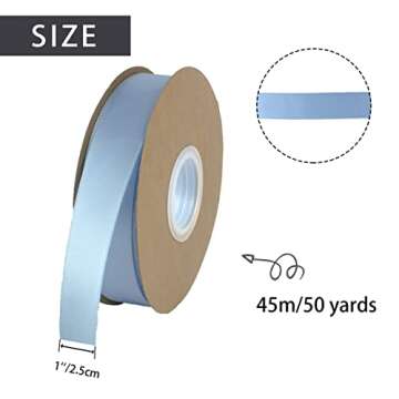 Sewhick 1 Inch x 50 Yards Solid Satin Ribbon Single Face Fabric Ribbons for Gift Wrapping Crafting B...