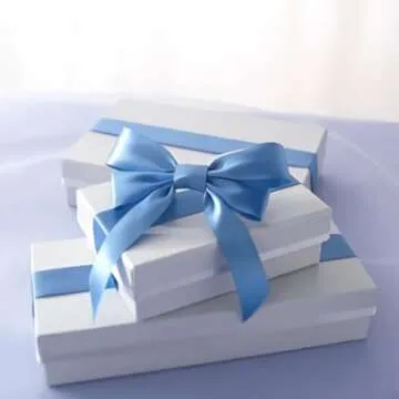 Sewhick 1 Inch x 50 Yards Solid Satin Ribbon Single Face Fabric Ribbons for Gift Wrapping Crafting Bows Bouquet Wedding Invitation Floral Arrangement Baby Shower, Light Blue