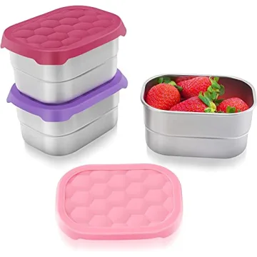 Tanjiae Stainless Steel Snack Containers for Kids | Easy Open Leak Proof Small Food Containers with ...