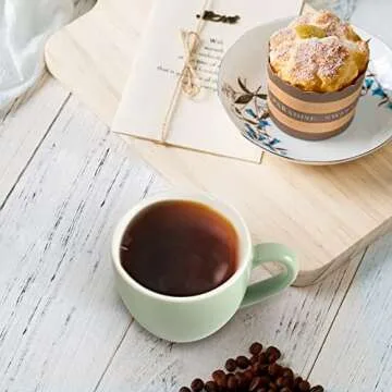 homEdge Mini Procelain Espresso Cup, 3 Ounces / 90 ml Tiny Coffee Mugs Demitasse for Espresso, Tea- Set of 6, Green