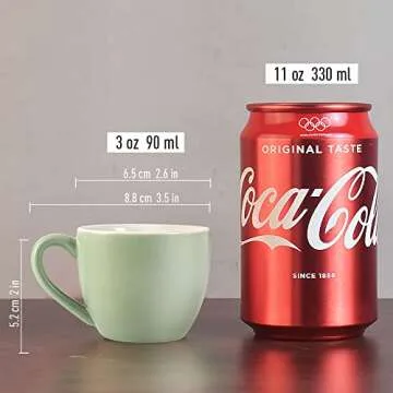 homEdge Mini Procelain Espresso Cup, 3 Ounces / 90 ml Tiny Coffee Mugs Demitasse for Espresso, Tea- Set of 6, Green