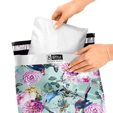 BTTA Designer Mailers 100 Pack 10X13 Birds Flowers Butterflies Poly Mailers Shipping Envelopes Bags