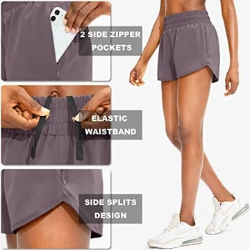 SANTINY Women's High Waisted Running Shorts with Pockets