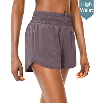 SANTINY Women's High Waisted Running Shorts with Pockets