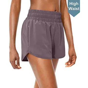 SANTINY Women's High Waisted Running Shorts with Pockets