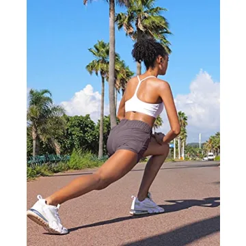 SANTINY Women's High Waisted Running Shorts with Pockets