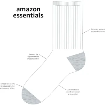 Amazon Essentials Kids Crew Socks 10-Pack Cotton Comfort