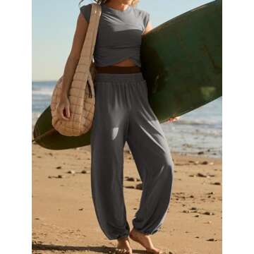 Glamaker Women's Fashion Summer Athletic Sets Two Piece Fall Lounge Matching Set Sport Outfit 2 Piece Workout Sets Grey S