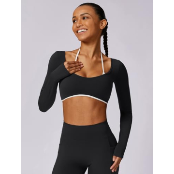 Chic ABOCIW Long Sleeve Crop Top for Active Women