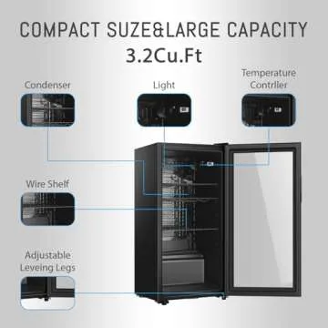 HAILANG Beverage Refrigerator with 105 Can Capacity, Freestanding Beverage Cooler for Office and Hom...