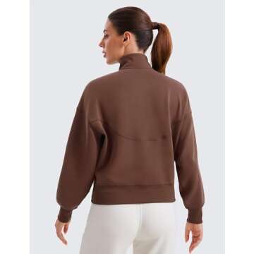 CRZ YOGA SoftAura Half Zip Sweatshirt for Women Long Sleeve Pullover Workout Casual Funnel Neck Tops...