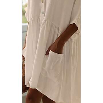 Bsubseach Casual Beach Bikini Cover Ups Women Button Down Shirt with Pocket Swimsuit Swim Coverup Apricot