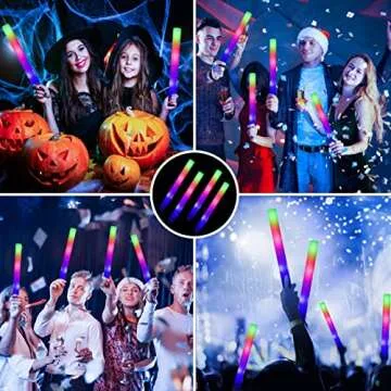 ColorHome Glow Sticks - 52 LED Foam Sticks for Parties